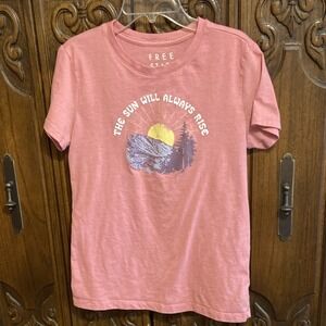 Free State The Sun Will Always Rise Energy Boho Chill Women's Coral/Pink Tee L